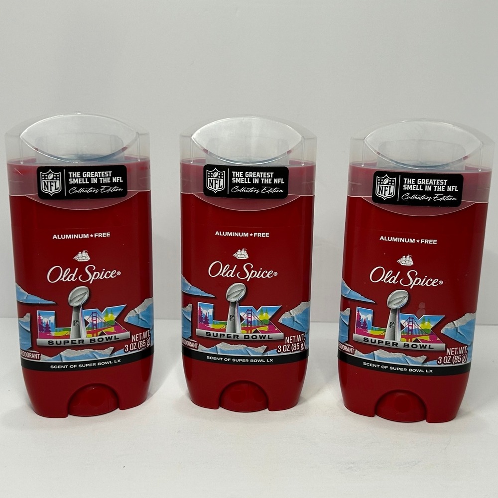 Old Spice Super Bowl LVIII Collector's Edition Deodorant Aluminum Free Lot of 3
